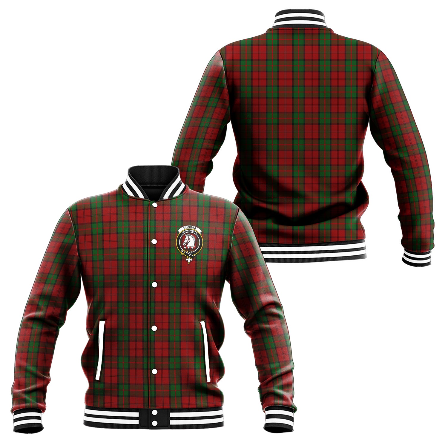 Dunbar Tartan Baseball Jacket with Family Crest Unisex - Tartan Vibes Clothing