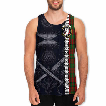 Dunbar Tartan Men's Tank Top with Family Crest Cross Sword Thistle Celtic Vibes