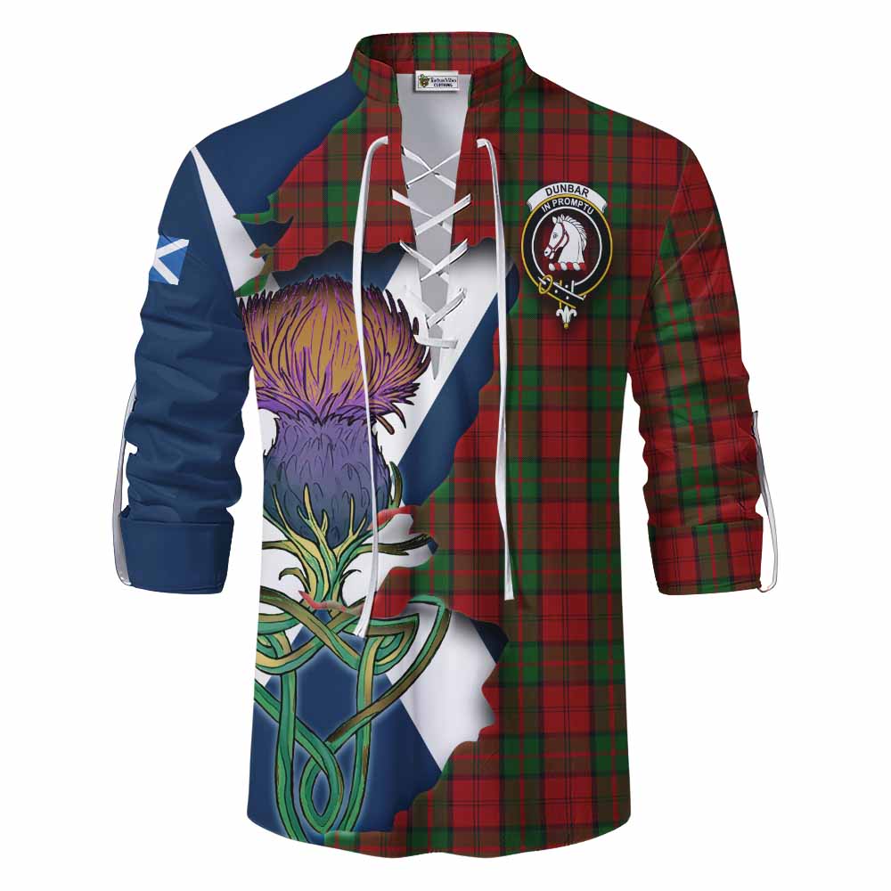 Dunbar Tartan Family Crest Ghillie Kilt Shirt Scottish Thistle Celtic Inspired Men - Tartan Vibes Clothing