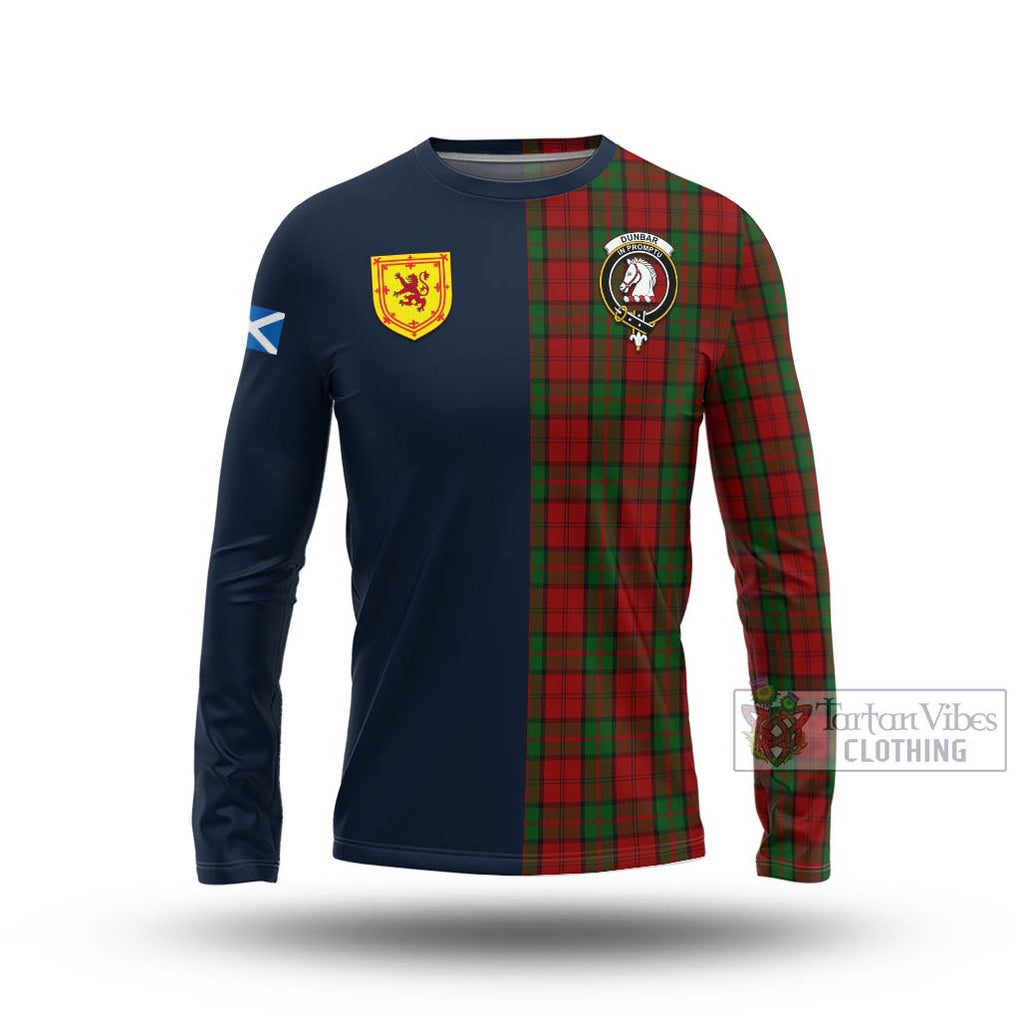 Tartan Vibes Clothing Dunbar Tartan Long Sleeve T-Shirt with Scottish Lion Royal Arm Half Style