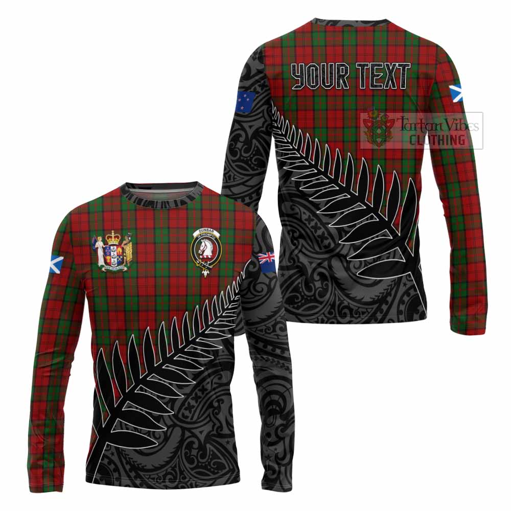 Tartan Vibes Clothing Dunbar Crest Tartan Long Sleeve T-Shirt with New Zealand Silver Fern Half Style