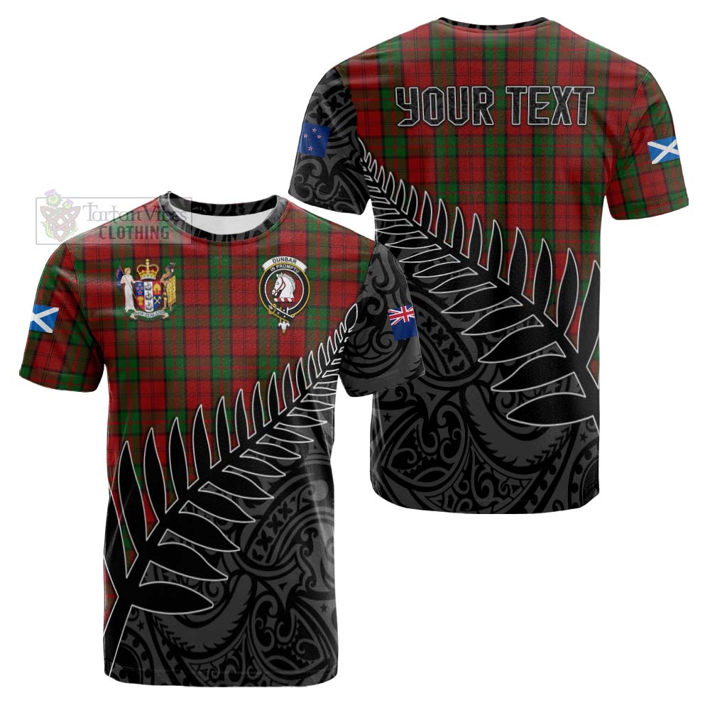 Tartan Vibes Clothing Dunbar Crest Tartan Cotton T-shirt with New Zealand Silver Fern Half Style