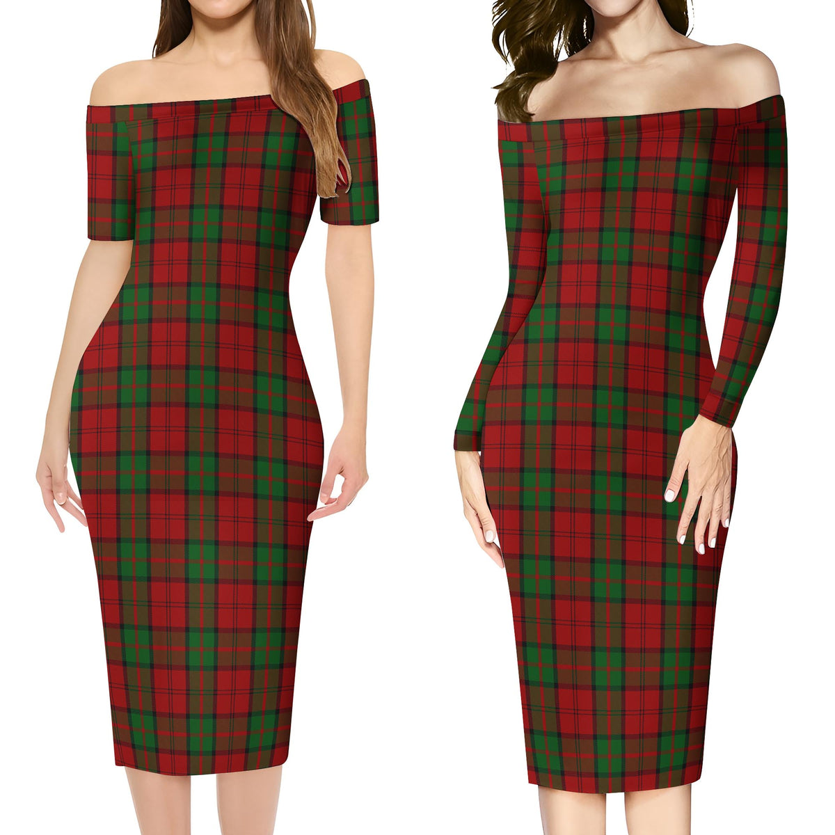 Dunbar Tartan Off Shoulder Lady Dress Women's Dress - Tartan Vibes Clothing