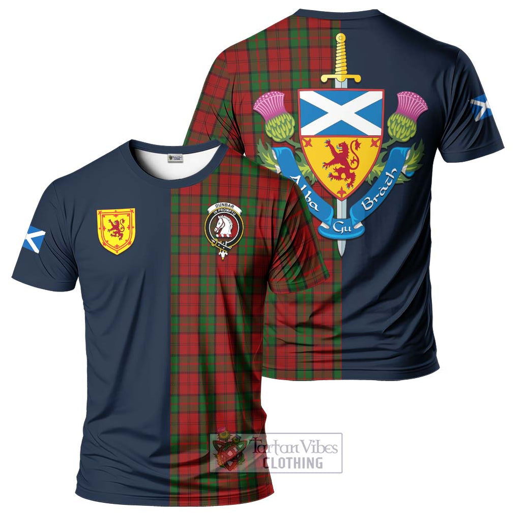 Tartan Vibes Clothing Dunbar Tartan T-Shirt Alba with Scottish Lion Royal Arm Half Style