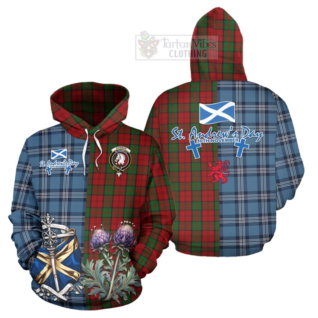 Tartan Vibes Clothing Dunbar Tartan Hoodie Happy St. Andrew's Day Half Tartan Style