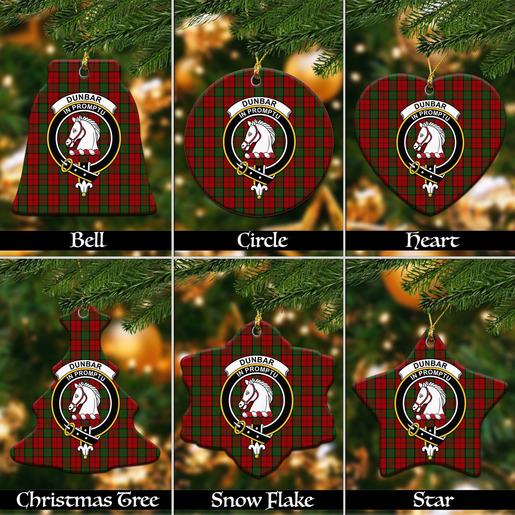 Dunbar Tartan Christmas Ornaments with Family Crest - Tartanvibesclothing