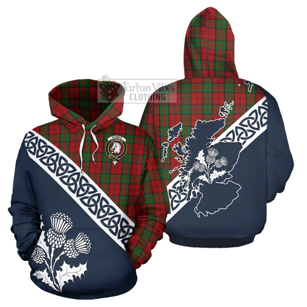 Tartan Vibes Clothing Dunbar Tartan Hoodie Featuring Thistle and Scotland Map