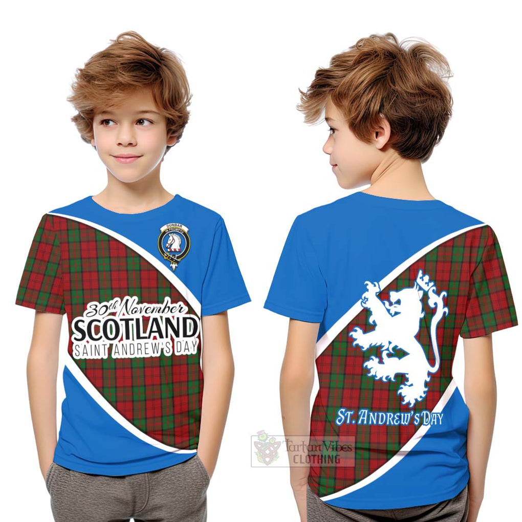 Tartan Vibes Clothing Dunbar Family Crest Tartan Kid T-Shirt Celebrate Saint Andrew's Day in Style