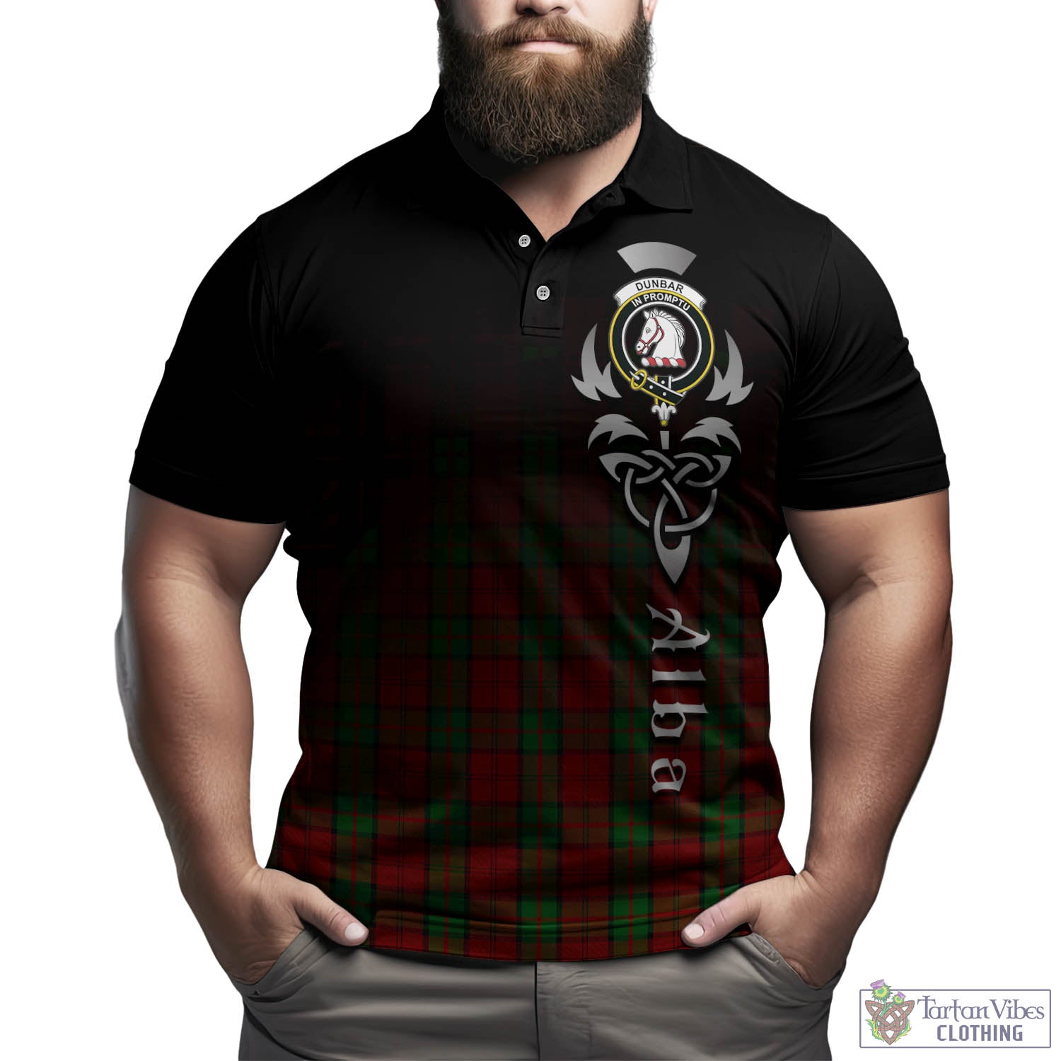 Tartan Vibes Clothing Dunbar Tartan Polo Shirt Featuring Alba Gu Brath Family Crest Celtic Inspired