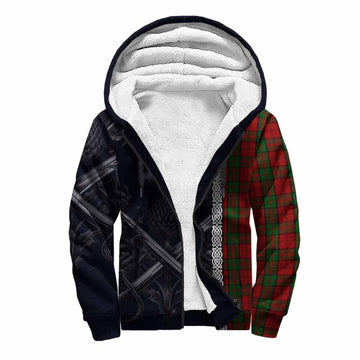 Dunbar Tartan Sherpa Hoodie with Family Crest Cross Sword Thistle Celtic Vibes