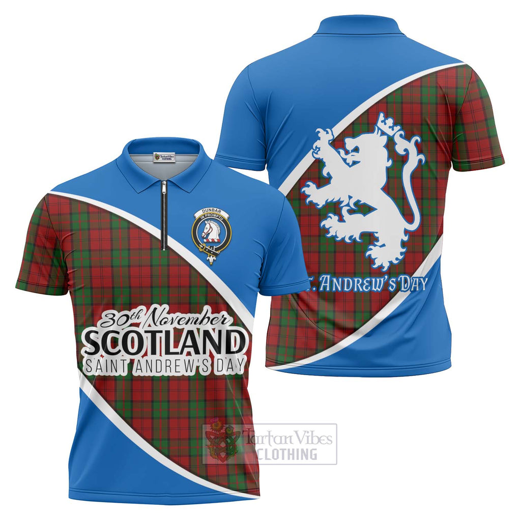 Tartan Vibes Clothing Dunbar Family Crest Tartan Zipper Polo Shirt Celebrate Saint Andrew's Day in Style