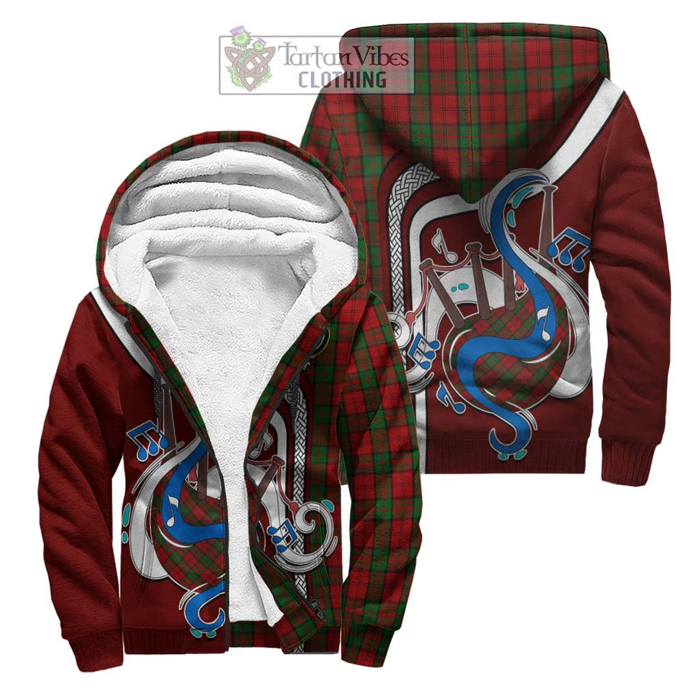 Dunbar Tartan Sherpa Hoodie with Epic Bagpipe Style Unisex S - Tartanvibesclothing Shop