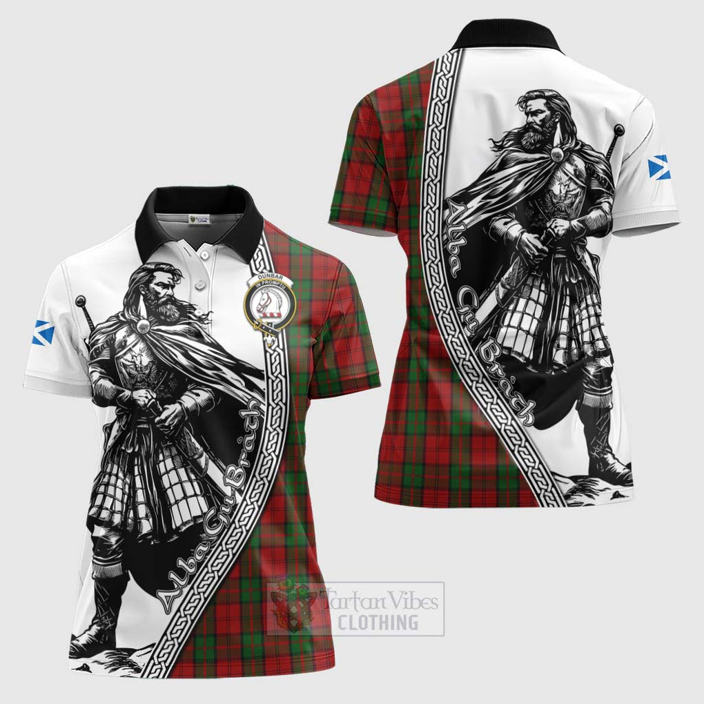 Tartan Vibes Clothing Dunbar Tartan Clan Crest Women's Polo Shirt with Highlander Warrior Celtic Style