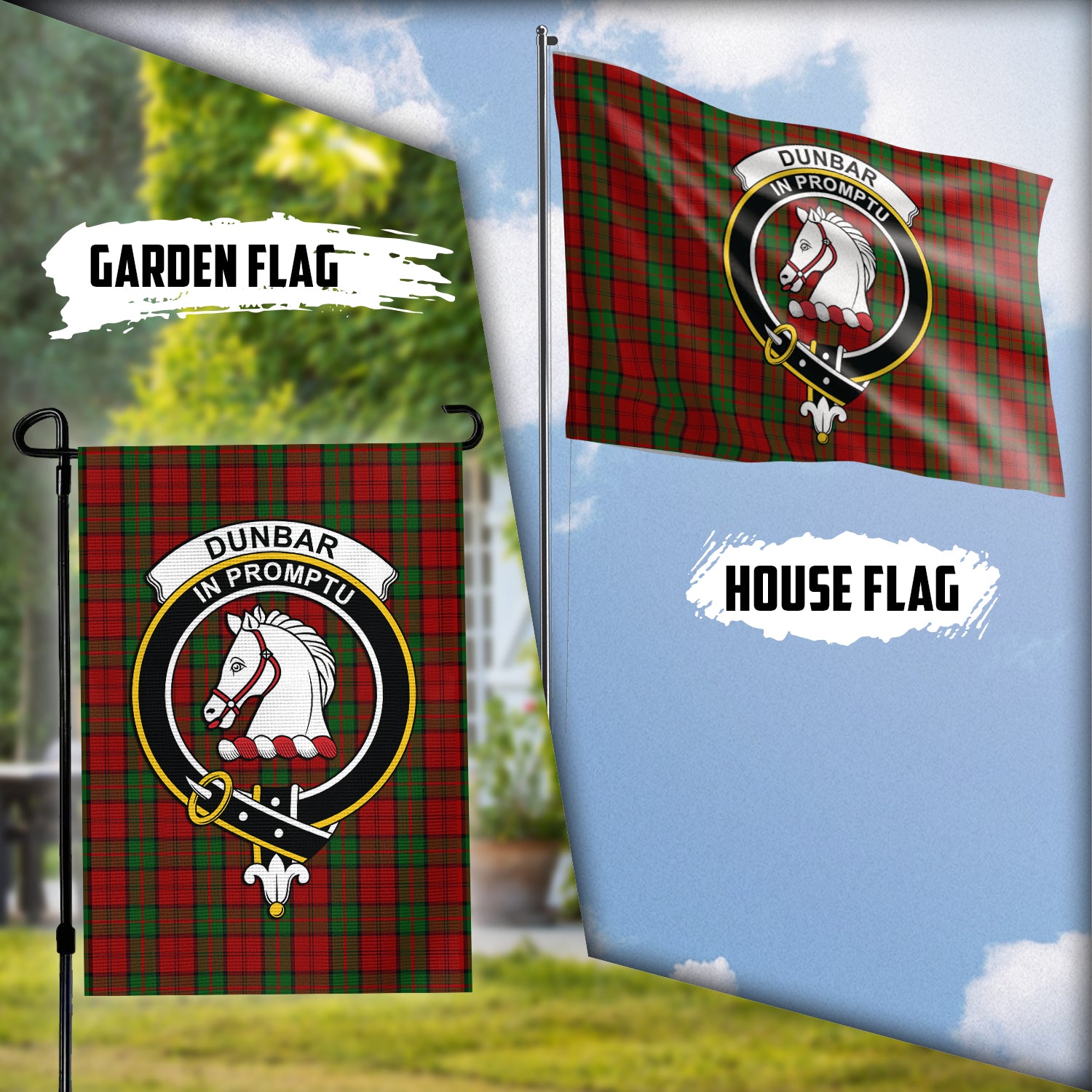 Dunbar Tartan Flag with Family Crest Garden Flag (Vertical) - Tartan Vibes Clothing