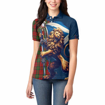 Dunbar Tartan Family Crest Women's Polo Shirt with Scottish Majestic Lion