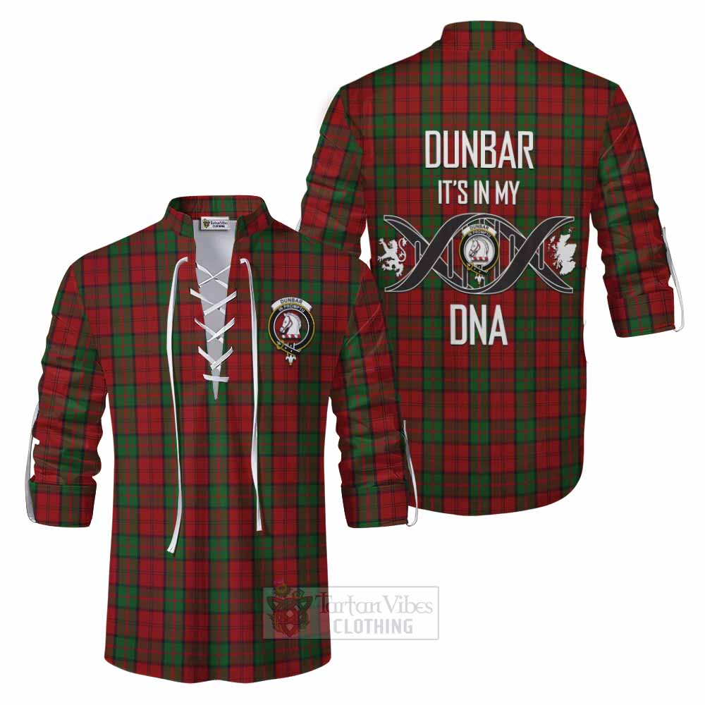 Tartan Vibes Clothing Dunbar Tartan Ghillie Kilt Shirt with Family Crest DNA In Me Style