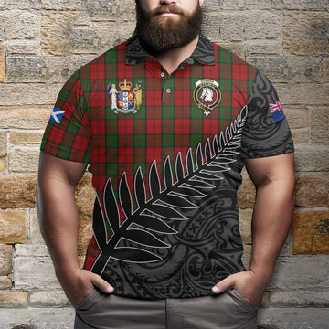 Dunbar Crest Tartan Polo Shirt with New Zealand Silver Fern Half Style