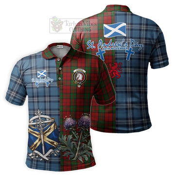 Dunbar Tartan Polo Shirt Happy St. Andrew's Day Half Tartan Style