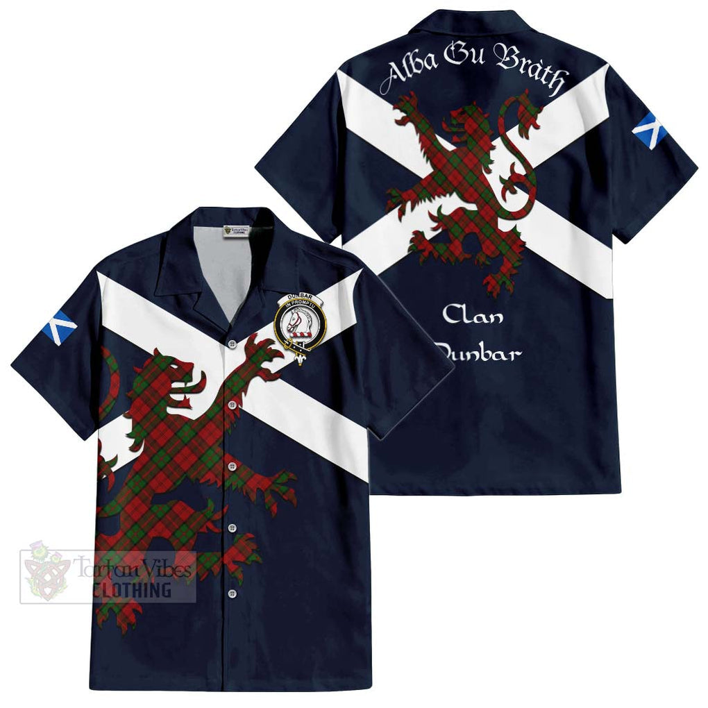 Tartan Vibes Clothing Dunbar Tartan Lion Rampant Short Sleeve Button Shirt – Proudly Display Your Heritage with Alba Gu Brath and Clan Name