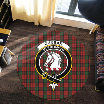 Dunbar Tartan Round Rug with Family Crest