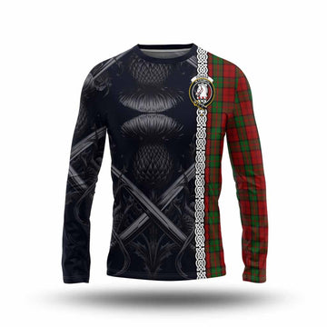 Dunbar Tartan Long Sleeve T-Shirt with Family Crest Cross Sword Thistle Celtic Vibes