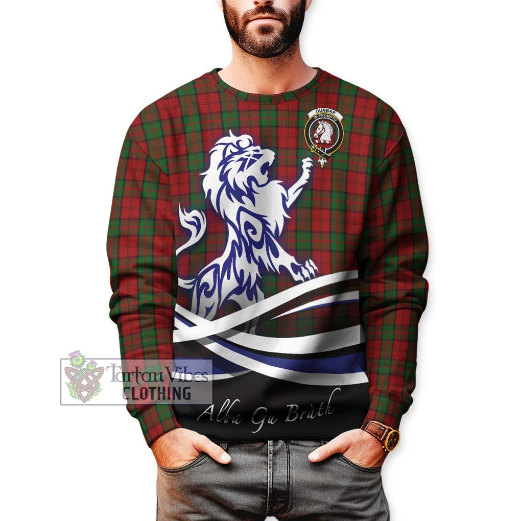 Dunbar Tartan Sweatshirt with Alba Gu Brath Regal Lion Emblem Unisex - Tartanvibesclothing Shop