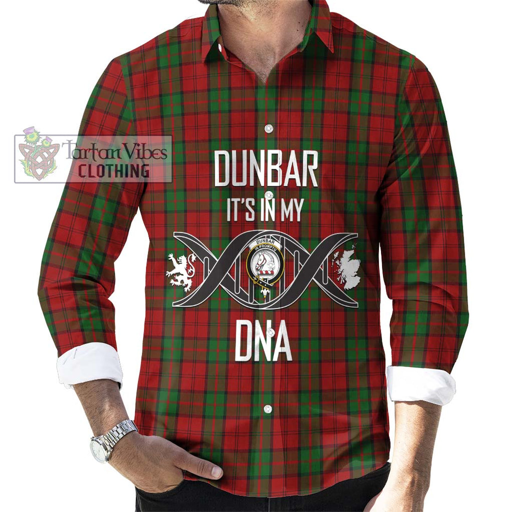 Dunbar Tartan Long Sleeve Button Shirt with Family Crest DNA In Me Style Men's Shirt S - Tartanvibesclothing Shop