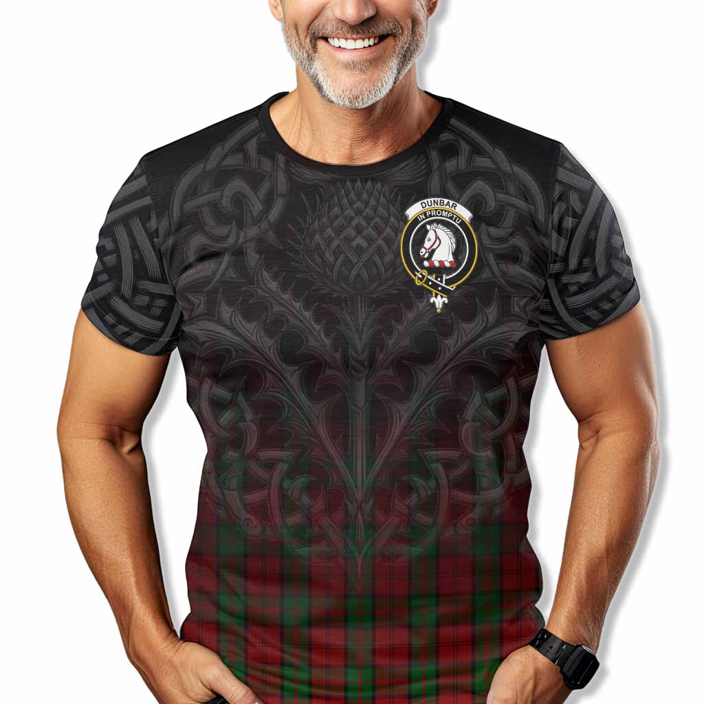 Tartan Vibes Clothing Dunbar Tartan T-Shirt with Family Crest Celtic Thistle Vibes