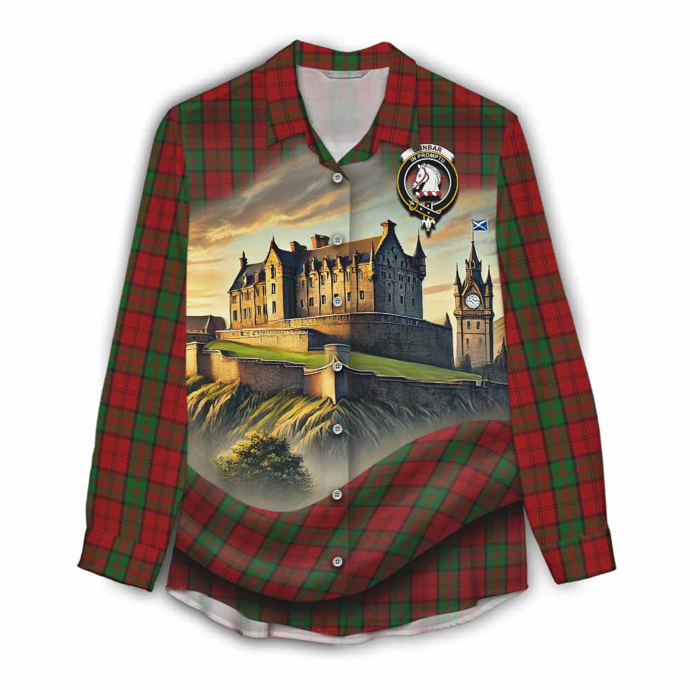 Dunbar Tartan Family Crest Women's Casual Shirt with Scottish Ancient Castle Style Female - Tartan Vibes Clothing