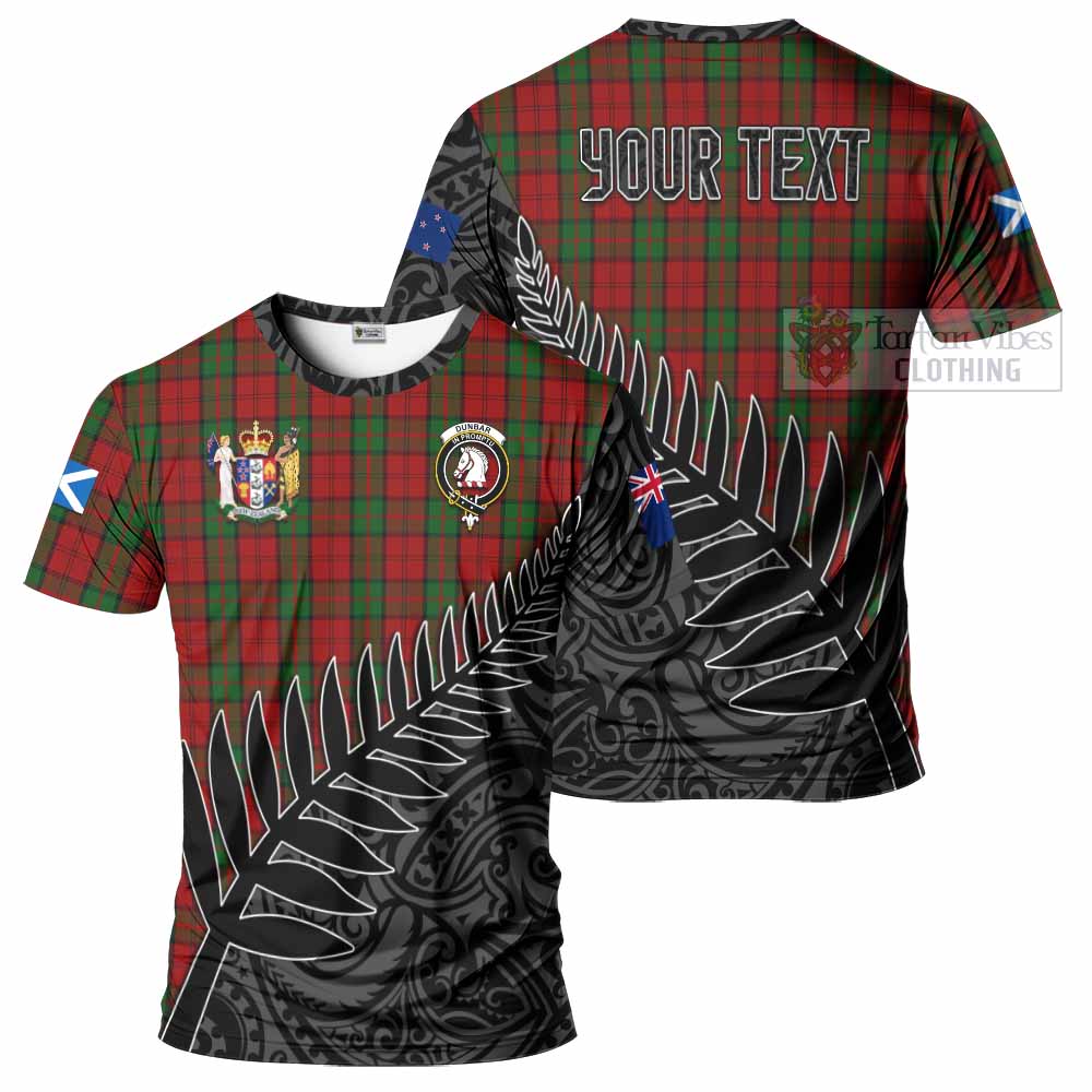 Tartan Vibes Clothing Dunbar Crest Tartan T-Shirt with New Zealand Silver Fern Half Style