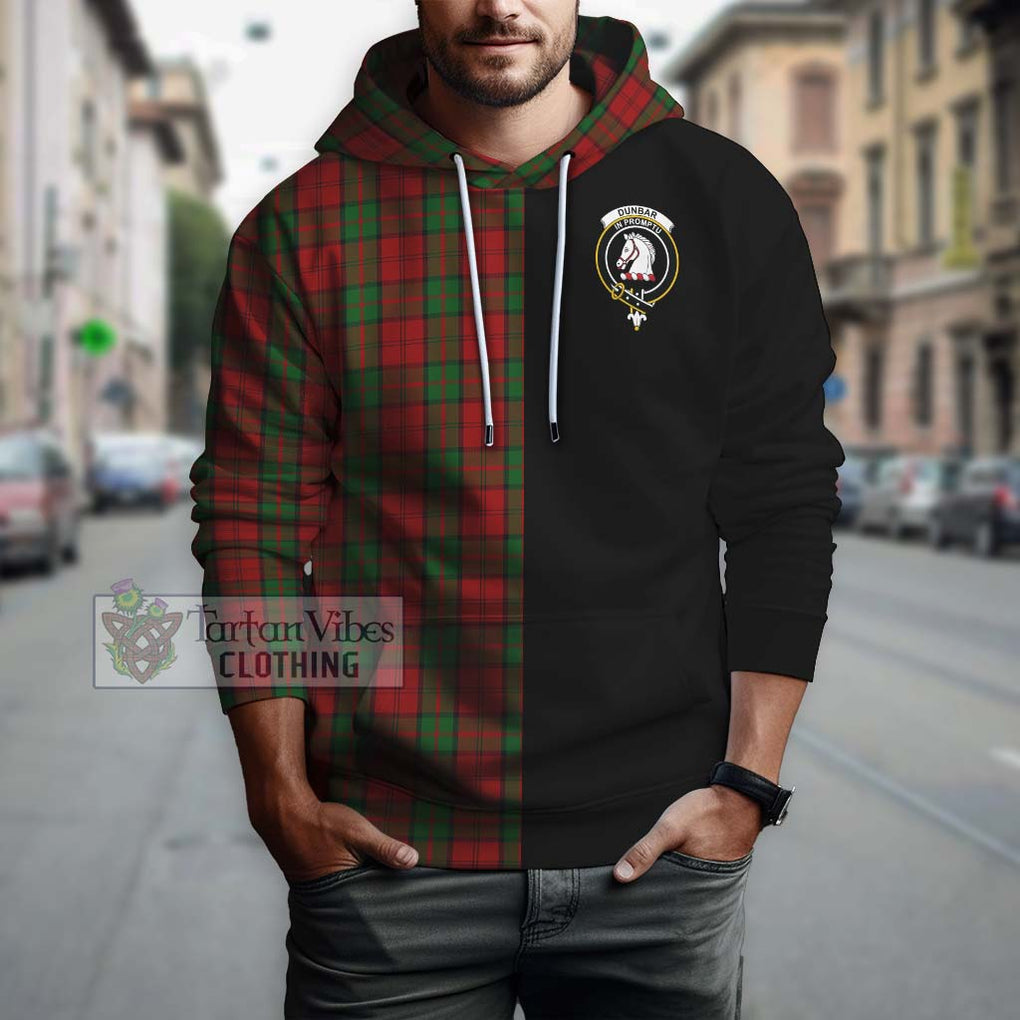 Dunbar Tartan Hoodie with Family Crest and Half Of Me Style Zip Hoodie - Tartanvibesclothing Shop