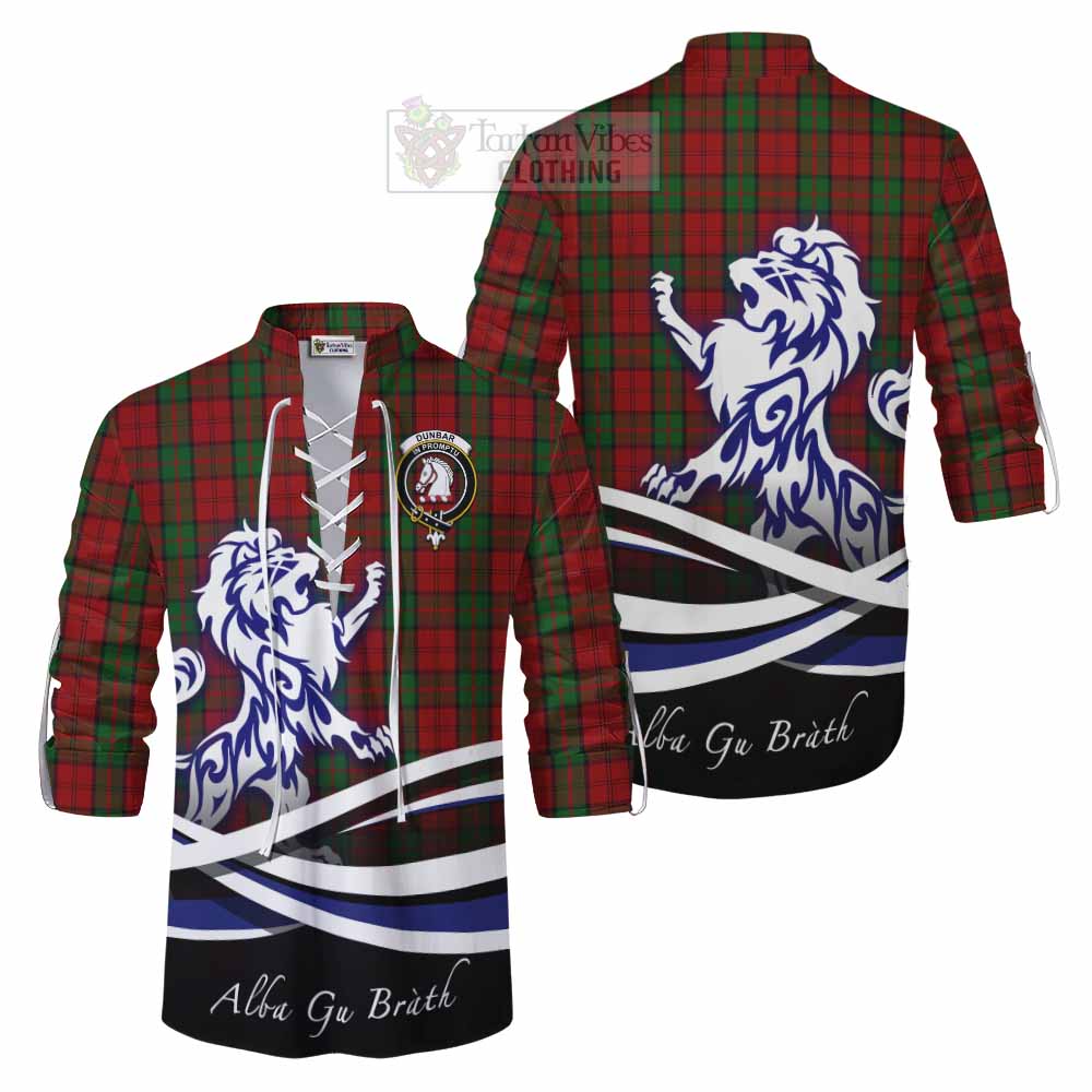 Tartan Vibes Clothing Dunbar Tartan Ghillie Kilt Shirt with Alba Gu Brath Regal Lion Emblem