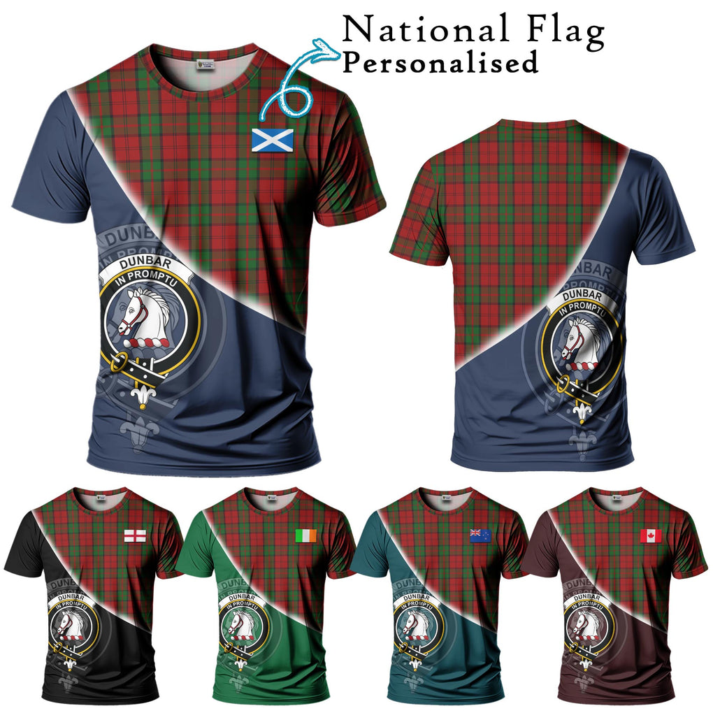 Dunbar Tartan T-Shirt with Personalised National Flag and Family Crest Half Style Kid's Shirt - Tartanvibesclothing Shop