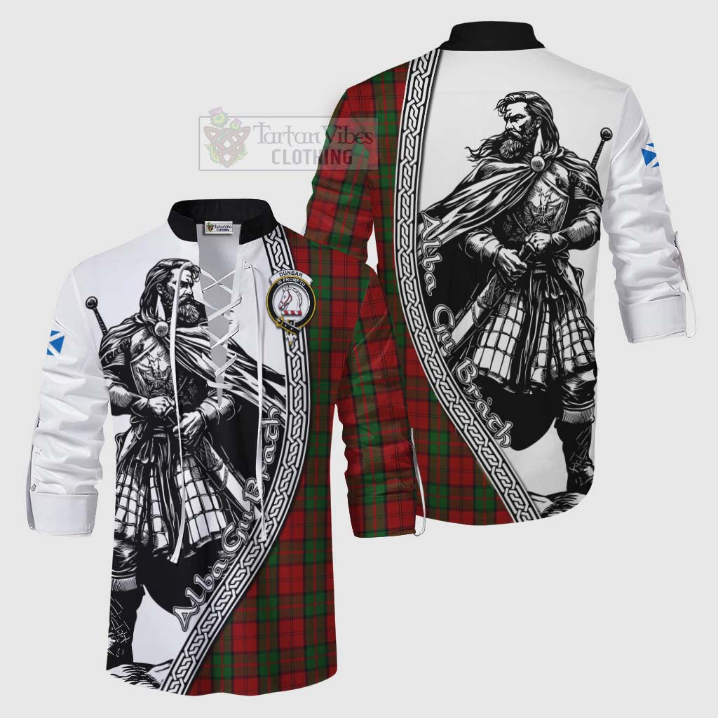 Tartan Vibes Clothing Dunbar Tartan Clan Crest Ghillie Kilt Shirt with Highlander Warrior Celtic Style