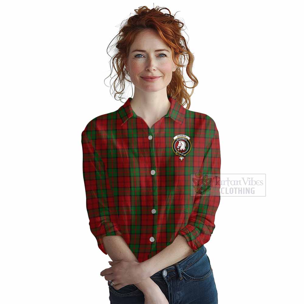 Tartan Vibes Clothing Dunbar Tartan Women's Casual Shirt with Family Crest DNA In Me Style