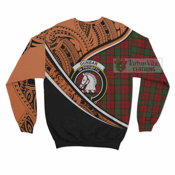 Dunbar Crest Tartan Sweatshirt with Polynesian Vibes Style - Orange Version