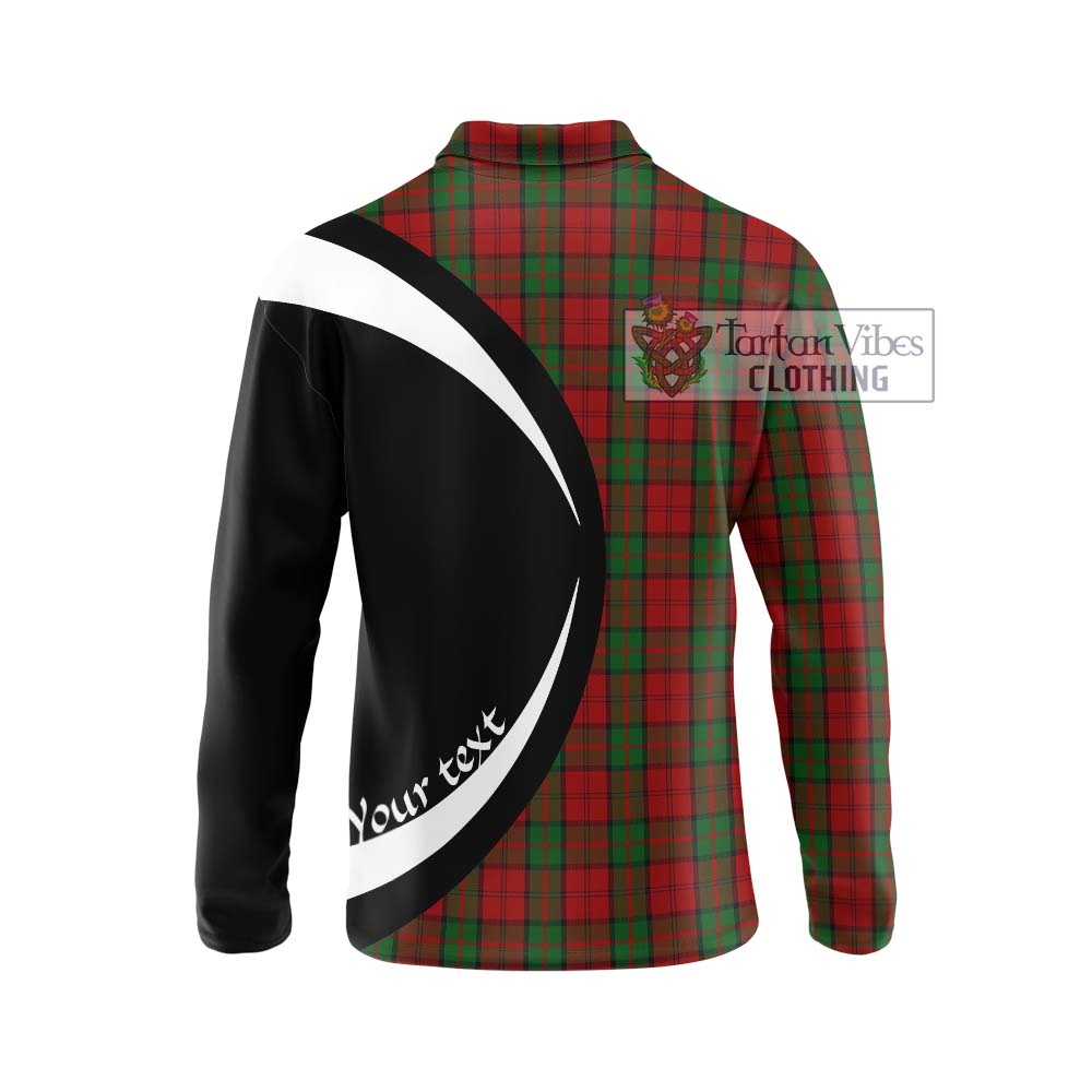 Dunbar Tartan Long Sleeve Polo Shirt with Family Crest Circle Style - Tartan Vibes Clothing