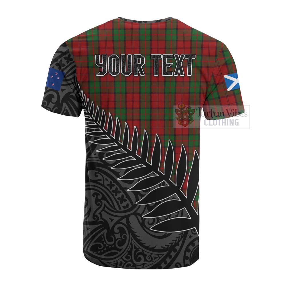 Tartan Vibes Clothing Dunbar Crest Tartan Cotton T-shirt with New Zealand Silver Fern Half Style