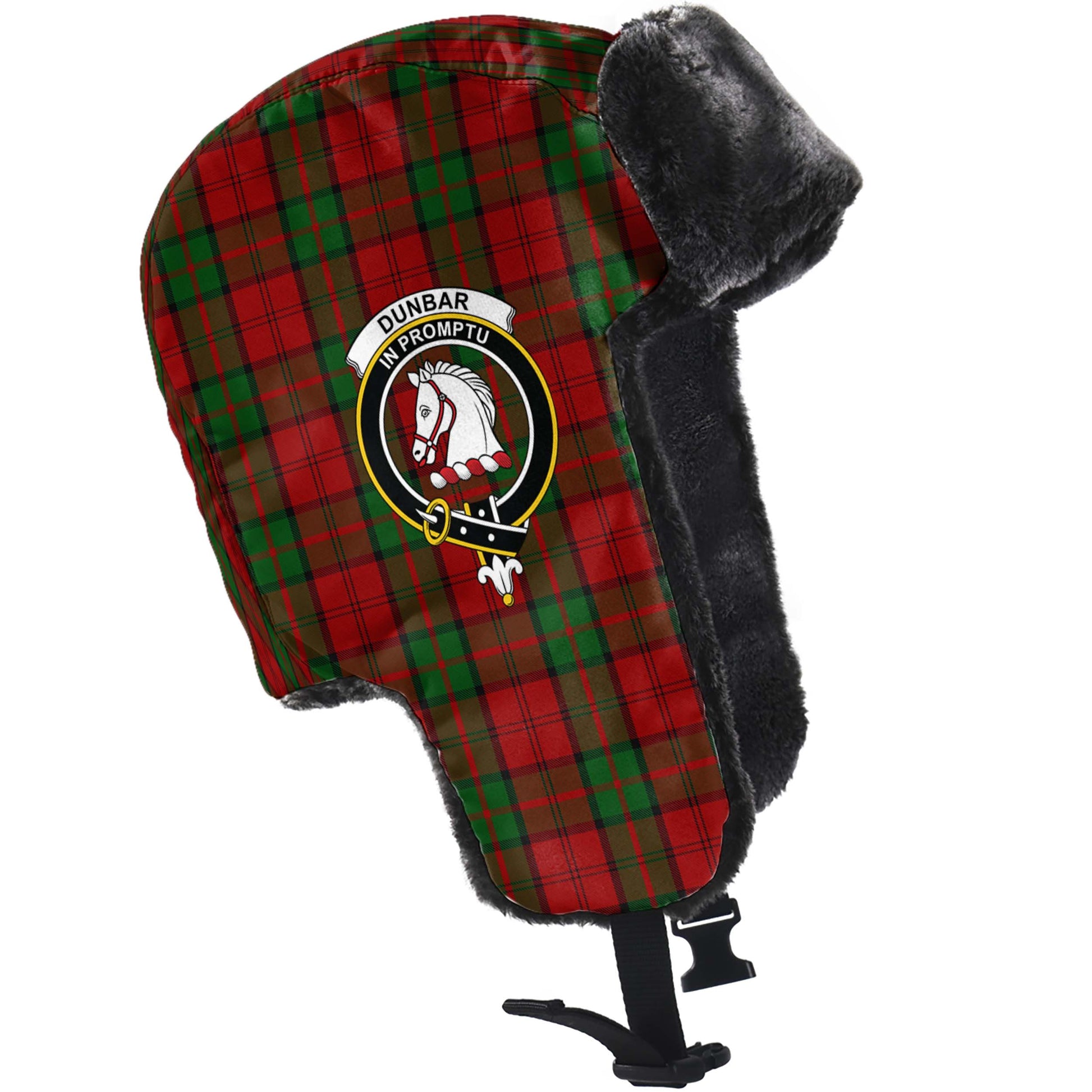 Dunbar Tartan Winter Trapper Hat with Family Crest - Tartanvibesclothing