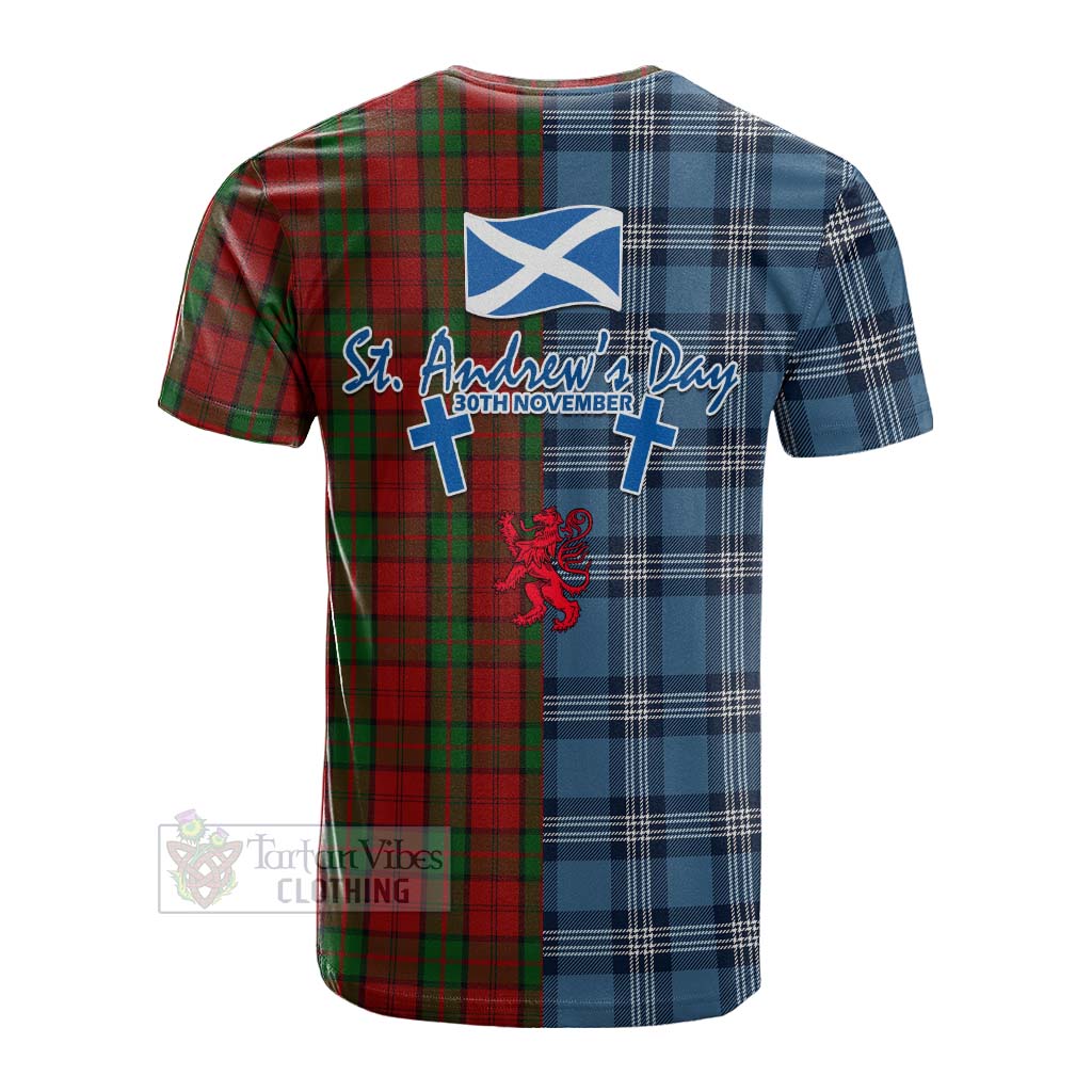 Tartan Vibes Clothing Dunbar Tartan Cotton T-shirt Happy St. Andrew's Day Half Tartan Style