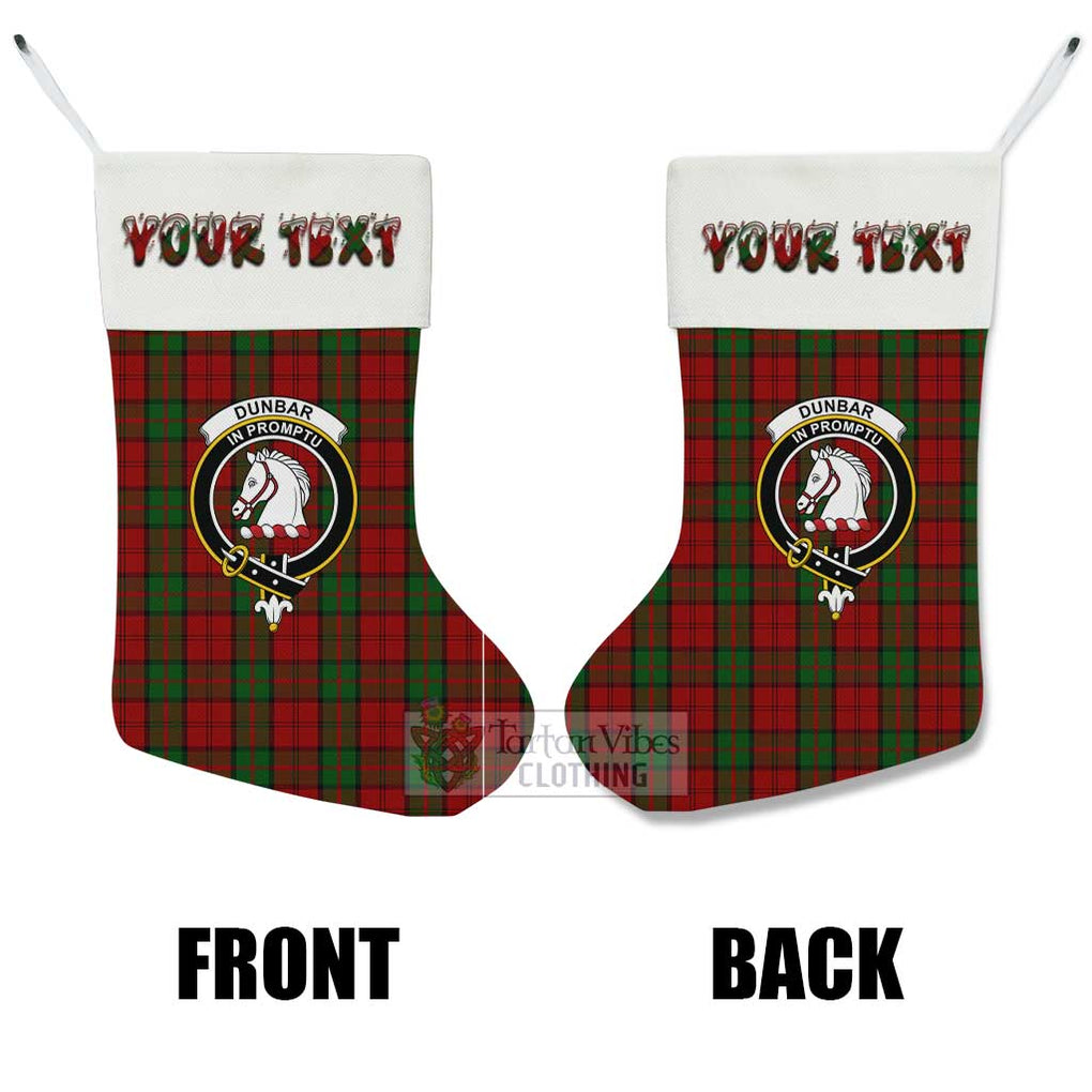 Tartan Vibes Clothing Dunbar Tartan Family Crest Christmas Stocking with Personalized Text