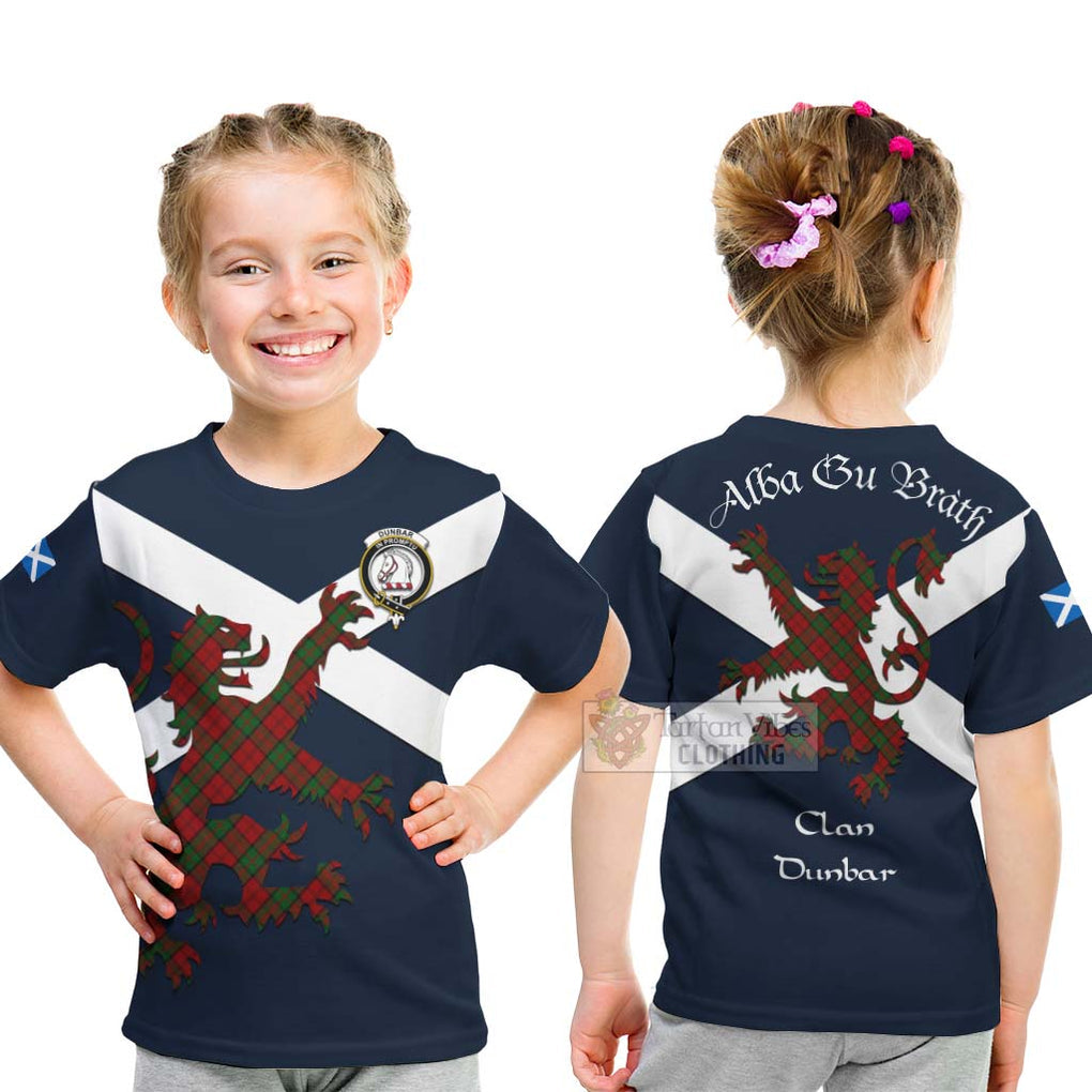 Tartan Vibes Clothing Dunbar Tartan Lion Rampant Kid T-Shirt – Proudly Display Your Heritage with Alba Gu Brath and Clan Name