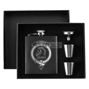 Dunbar Crest Hip Flask Set 7oz Black Stainless Steel with A Gift Box