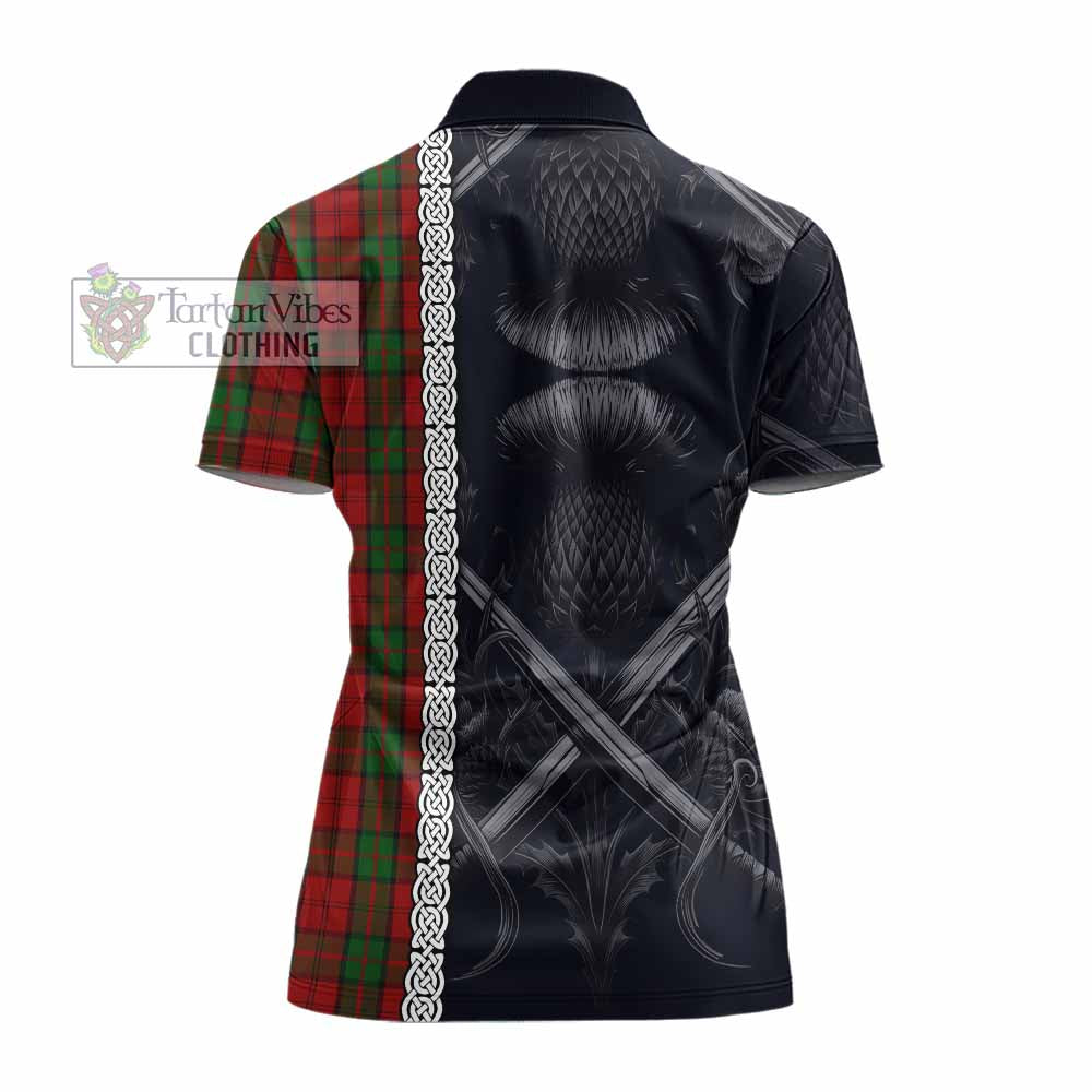 Tartan Vibes Clothing Dunbar Tartan Women's Polo Shirt with Family Crest Cross Sword Thistle Celtic Vibes