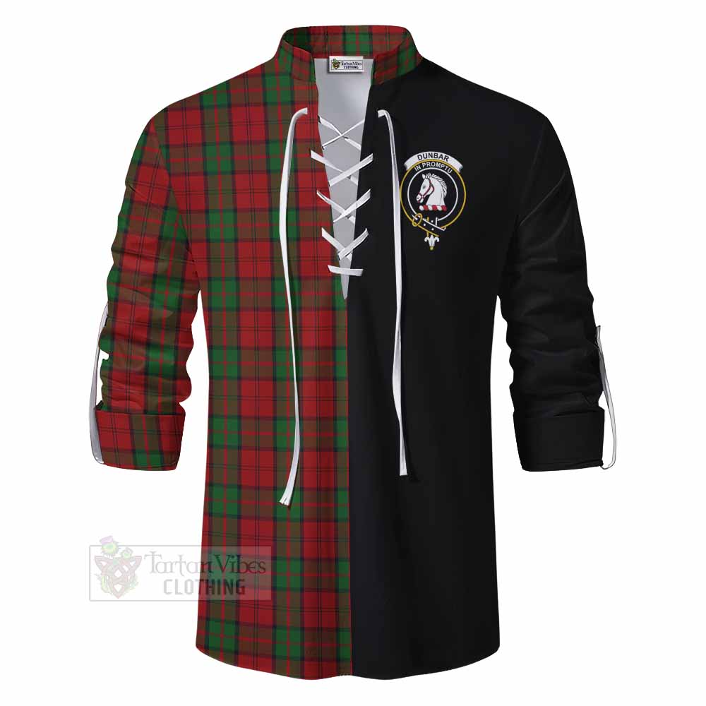 Tartan Vibes Clothing Dunbar Tartan Ghillie Kilt Shirt with Family Crest and Half Of Me Style