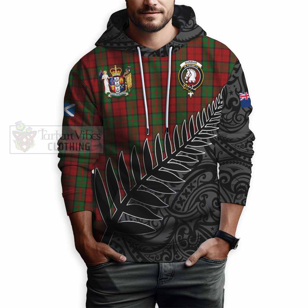 Tartan Vibes Clothing Dunbar Crest Tartan Hoodie with New Zealand Silver Fern Half Style