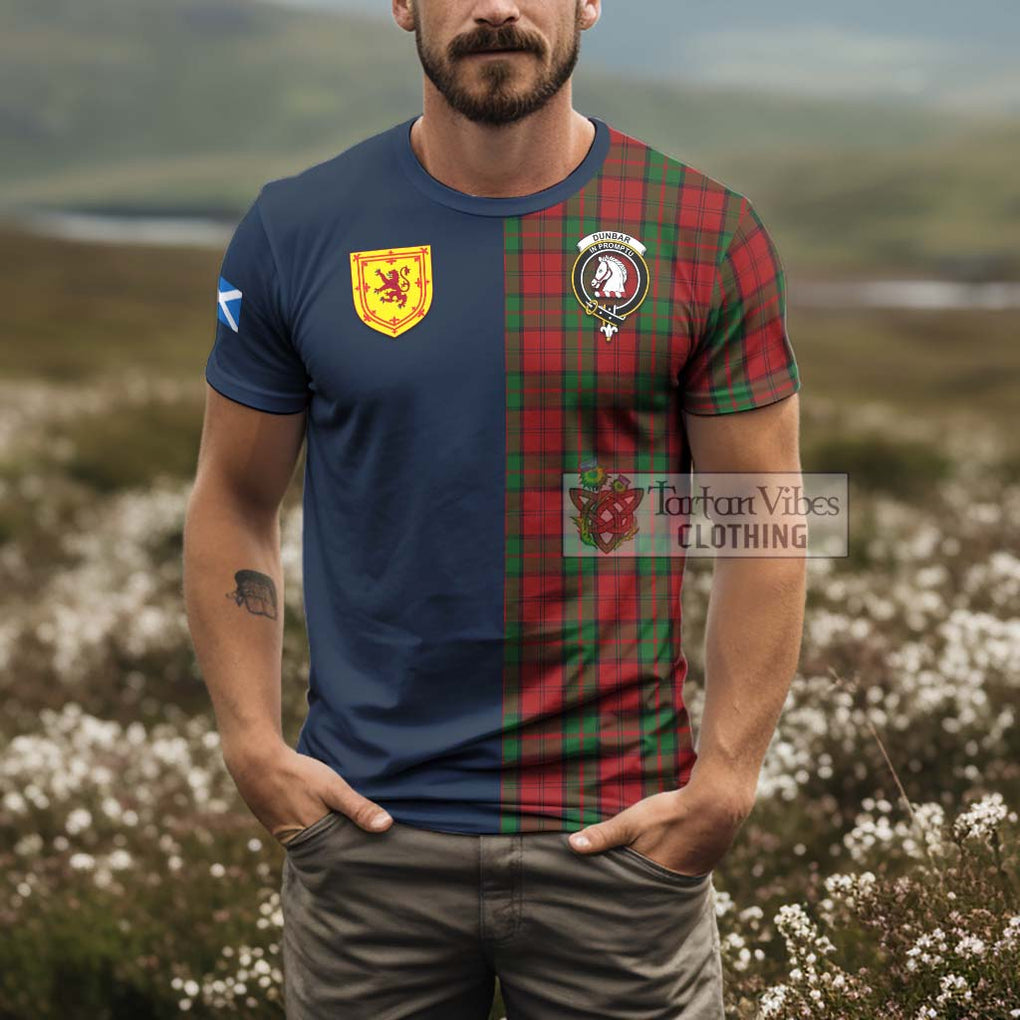 Tartan Vibes Clothing Dunbar Tartan T-Shirt Alba with Scottish Lion Royal Arm Half Style