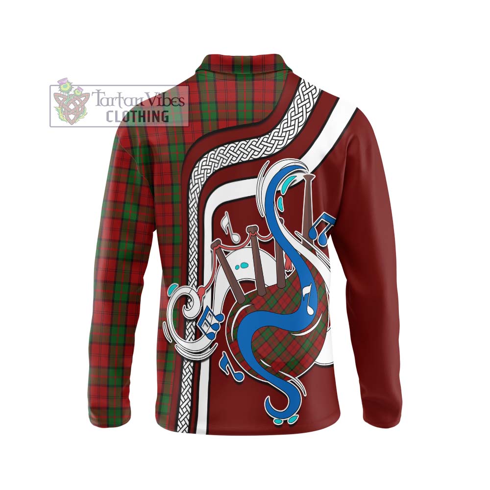 Tartan Vibes Clothing Dunbar Tartan Long Sleeve Polo Shirt with Epic Bagpipe Style