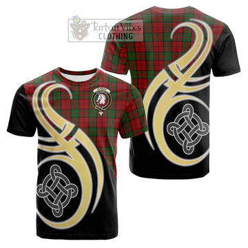 Dunbar Tartan Cotton T-shirt with Family Crest and Celtic Symbol Style