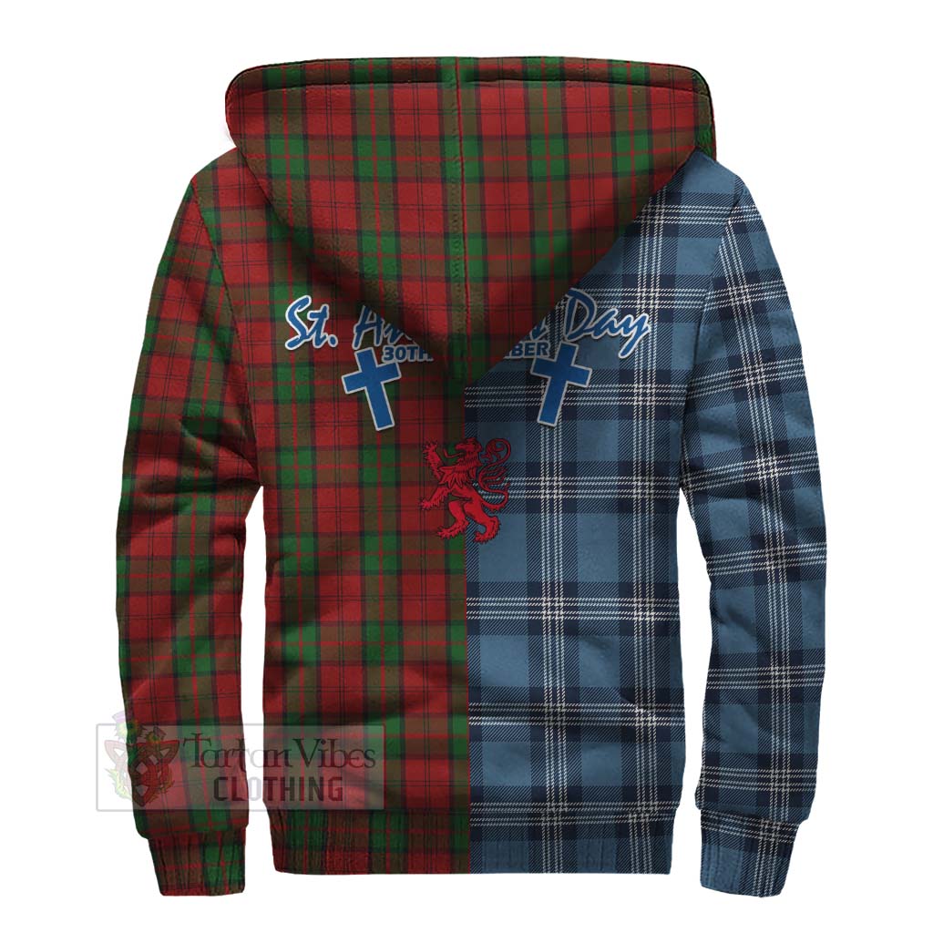 Tartan Vibes Clothing Dunbar Tartan Sherpa Hoodie Happy St. Andrew's Day Half Tartan Style